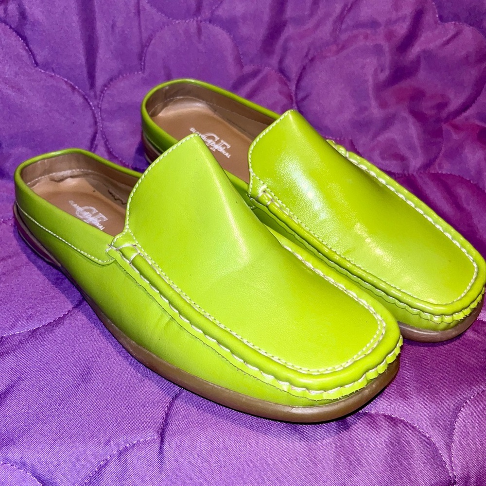 Lime Green Leather Women’s Loafers